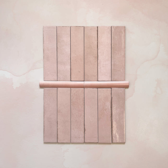 Madison Rose Bullnose Bone | Pencil Border Tiles | 3cm x 20cm