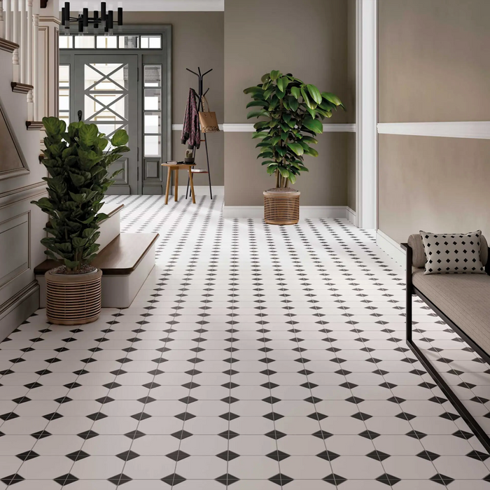 Durham Black Victorian Porcelain Floor Tiles 33cm x 33cm
