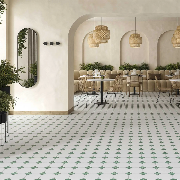 Durham Green Victorian Porcelain Floor Tiles 33cm x 33cm