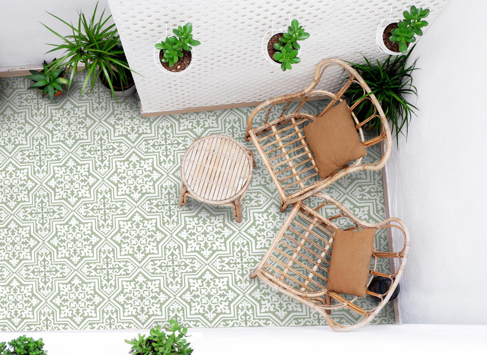 Europa Trondheim Sage Green Patterned Tile 20cm x 20cm
