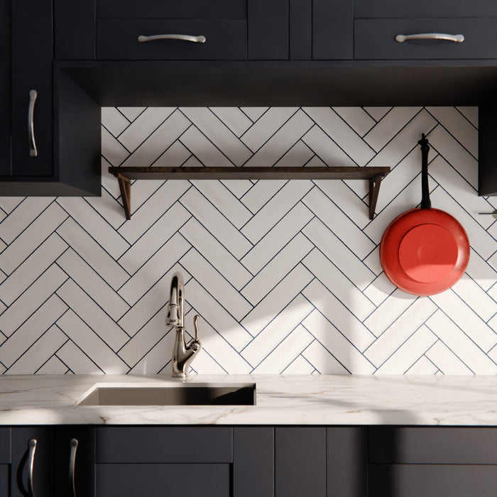 Durban Tile | Gloss White | Handmade Effect | Rustic Tile | 7.5cm x 30cm