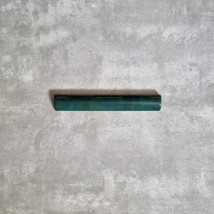 Zellij Bullnose Gloss Green Pencil Border Tiles 3cm x 20cm FULL PENCIL SAMPLE