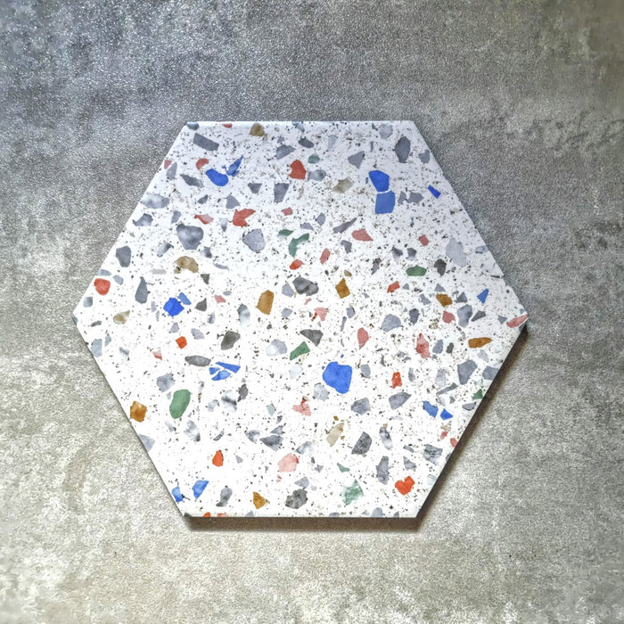 Confetti Terrazzo Tiles | Tutti Frutti | Hexagon Tiles | Terrazzo Tiles - 22cm x 25cm SAMPLE