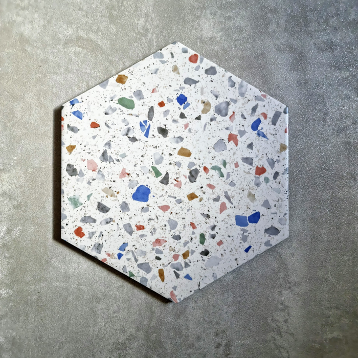 Confetti Terrazzo Tiles | Tutti Frutti | Hexagon Tiles | Terrazzo Tiles - 22cm x 25cm SAMPLE