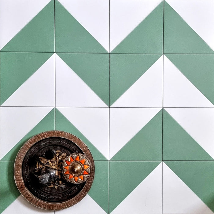 Magic Triangle Green Tile | Wall & Floor Tiles | Porcelain Tile | 20cm x 20cm