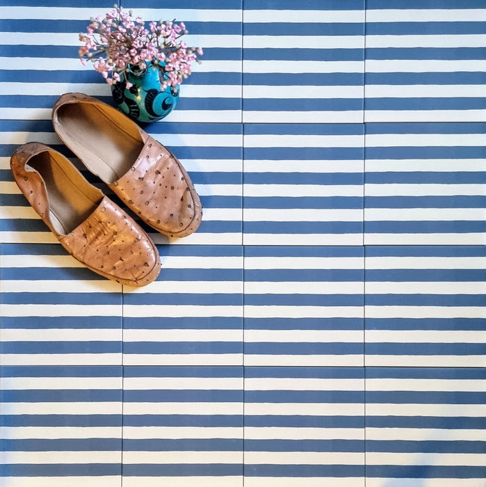 Stripes Blue Tile | Indoor & Outdoor Tiles | 20cm x 20cm FULL TILE SAMPLE