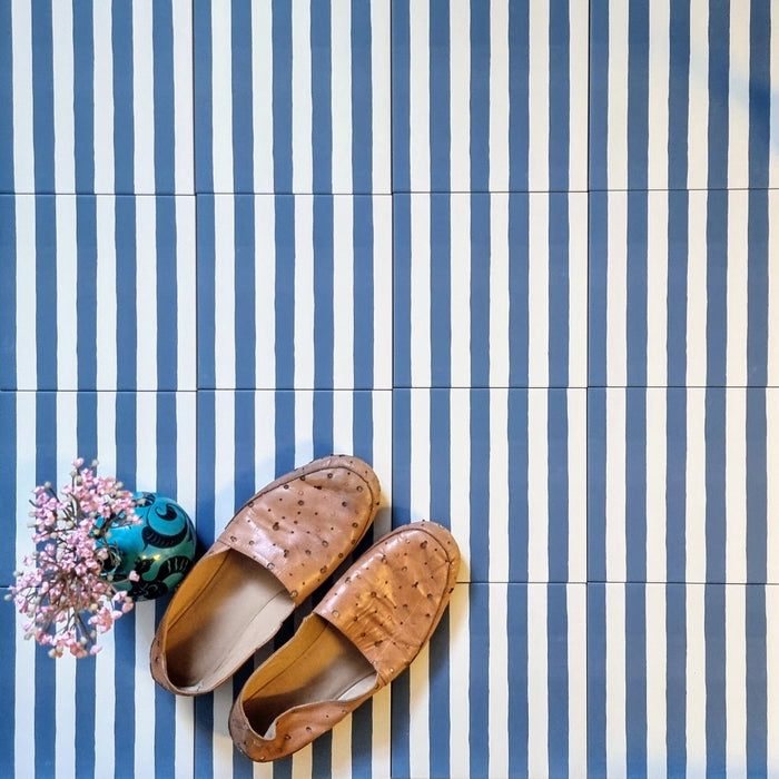 Stripes Blue Tile | Indoor & Outdoor Tiles | 20cm x 20cm FULL TILE SAMPLE