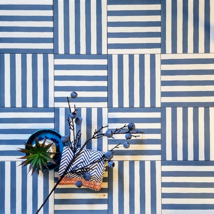 Stripes Blue Tile | Indoor & Outdoor Tiles | 20cm x 20cm FULL TILE SAMPLE