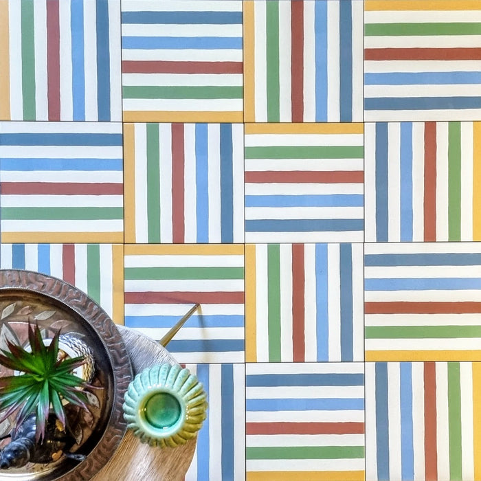 Stripes Rainbow Tile | Indoor & Outdoor Tiles | 20cm x 20cm FULL TILE SAMPLE