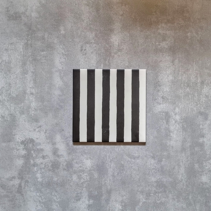 Stripes Black Tiles | Moroccan Tiles | 20cm x 20cm