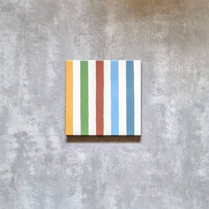 Stripes Rainbow Tile | Indoor & Outdoor Tiles | 20cm x 20cm FULL TILE SAMPLE