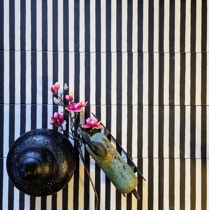 Stripes Black Tiles | Indoor & Outdoor Tiles | 20cm x 20cm FULL TILE SAMPLE