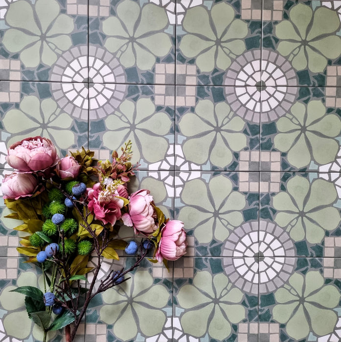 Bloom Green Tiles | Moroccan Tiles | 20cm x 20cm