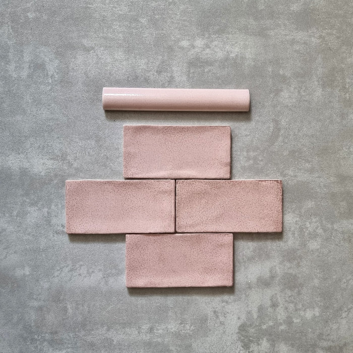 Lille Rustic Pink Dust Rustic Gloss Wall Tiles 7.5 X 15cm