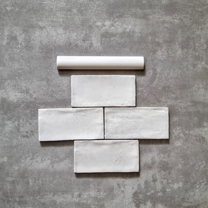 Lille Rustic White Blanca Bullnose Pencil Border Tiles 3cm x 20cm