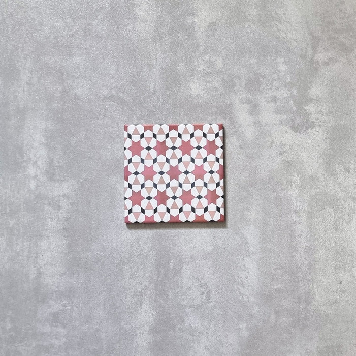 Mekina  Rose Stars Mini Moroccan Wall Floor Tile 15cm x 15cm