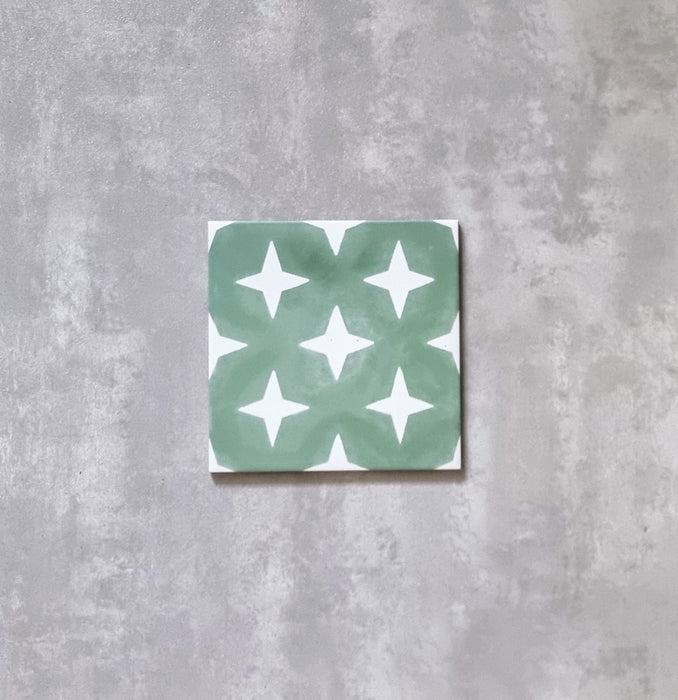 Santos |Green | Moroccan Tiles | Wall & Floor | 20cm x 20cm FULL TILE SAMPLE