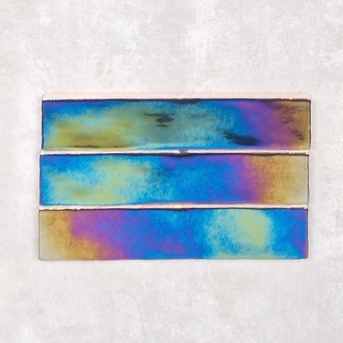 Lustre Hologram Nero Brick Wall Tiles 5cm x 25cm