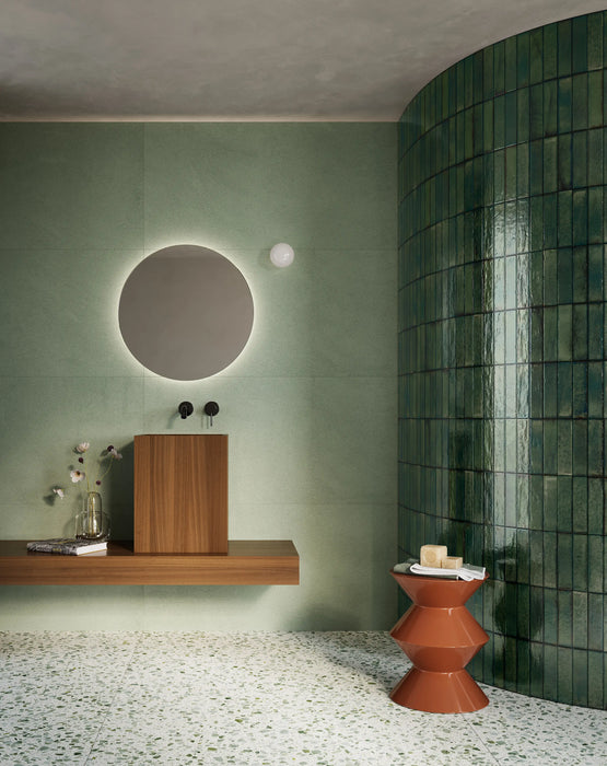 Play Forest green Brick Rectified | Wall & Floor Tiles | 5cm x 20cm