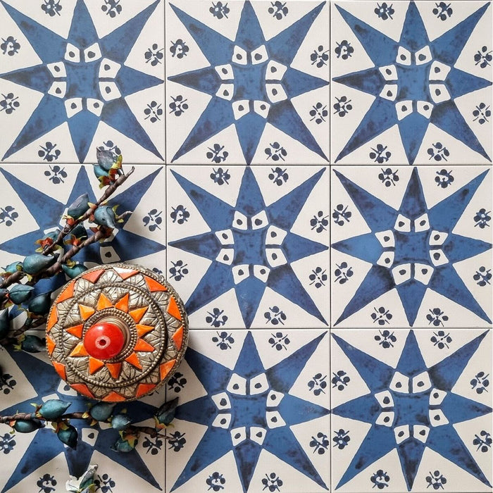 Kazhan Star Moroccan Navy Blue Wall and Floor Tiles 20cm x 20cm