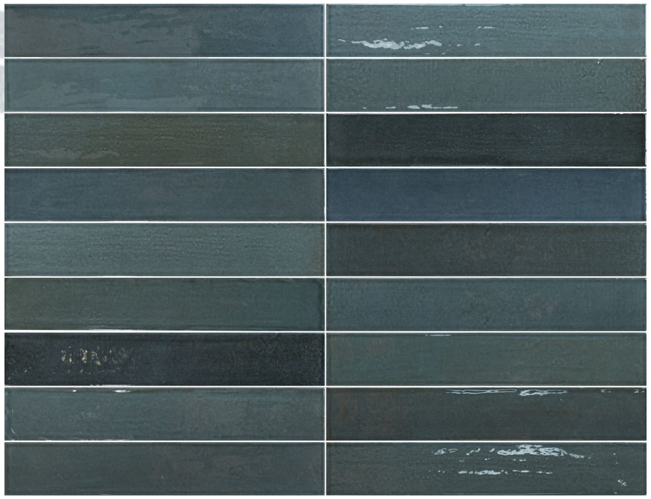 FULL TILE SAMPLE Belem Blue | Porcelain | Artisanal Wall Tiles | 5cm x 30cm