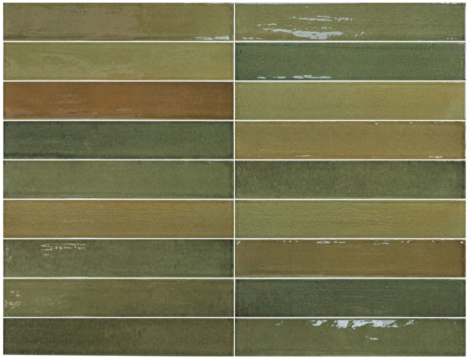 Belem Olive Green | Porcelain | Artisanal Wall Tiles | 5cm x 30cm