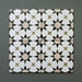 Agraba Natural 20x20cm Moroccan tiles shown in a 4-tile layout with an eight-point star design in beige, olive, and taupe on a white background, highlighting the intricate geometric pattern and colour harmony.