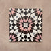 Cabana Mexico City Rose Moroccan Style 20x20cm four-tile layout displaying a striking starburst motif in rose pink, chocolate brown, black, white, and soft grey tones with a smooth matt finish
