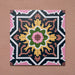 Cabana Havana 20x20cm Moroccan-style ceramic tiles shown as a four-tile display, featuring a multicolour floral geometric pattern on a terracotta background