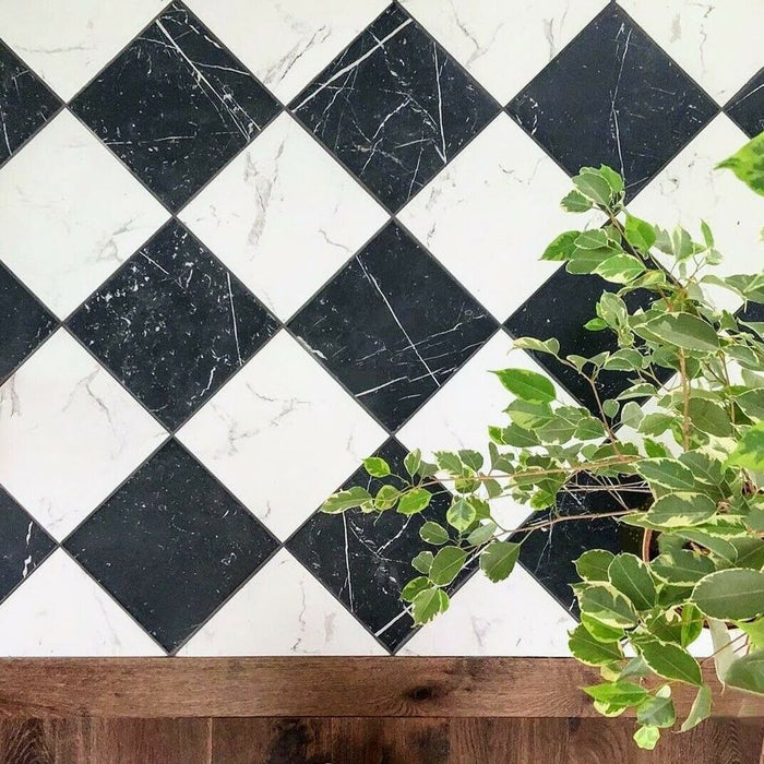 Calacatta Marble Grand Nero 50cm x 50cm FULL TILE SAMPLE