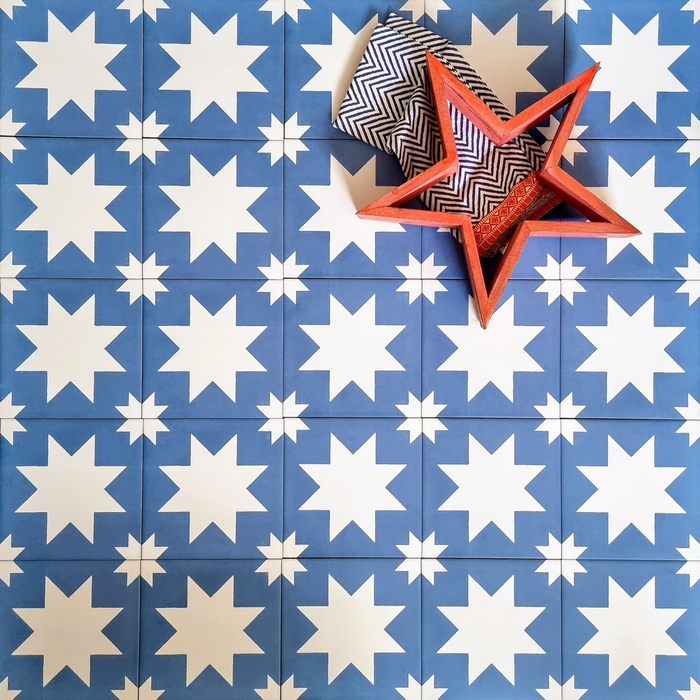 Kenitra Blue Star Moroccan 20cm x 20cm FULL TILE SAMPLE