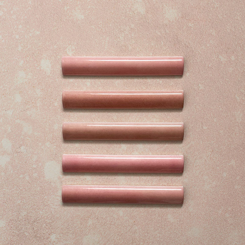 【10996】Mosrite Rose 55 LIMITED MODEL Zellij Rose Pink Bullnose | Moroccan Style | 3cm x 20cm — Artisan