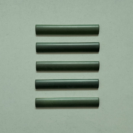 Zellij Malachite Green Bullnose Moroccan Style 3cm x 20cm, glossy bullnose edge tiles in deep malachite green tones with subtle tonal variation, smooth rounded profile, and handcrafted Moroccan-inspired finish, suitable for trims, borders, and decorative edging.