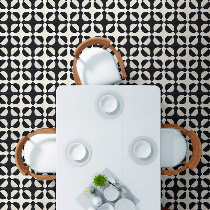 FULL TILE SAMPLE Geometry Illusion Noir | 20cm x 20cm | Wall & Floor Tile