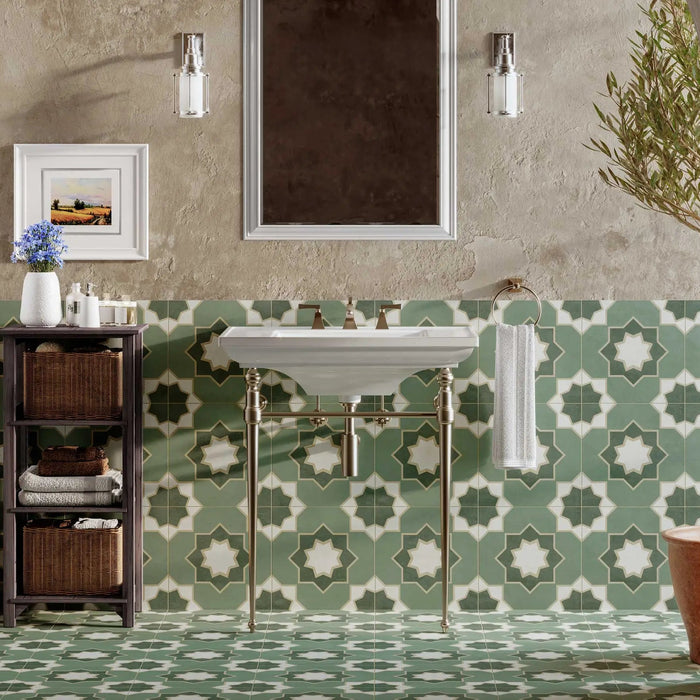 Kadakoy Olive Green Patterned Tiles 33cm x 33cm