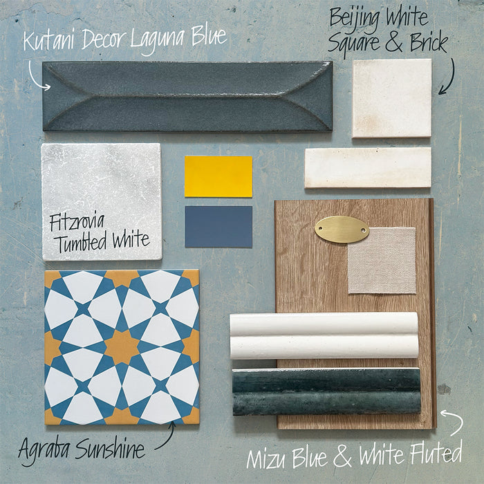 Kutani Decor Laguna Blue Porcelain Wall Tiles 9.1cm x 37.5cm