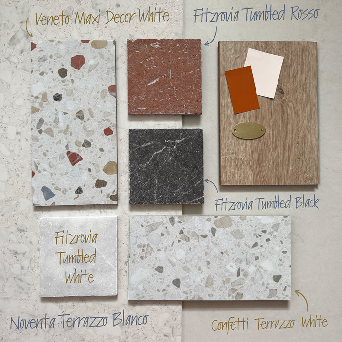 Fitzrovia Tumbled White Marble Tile | 15cm x 15cm