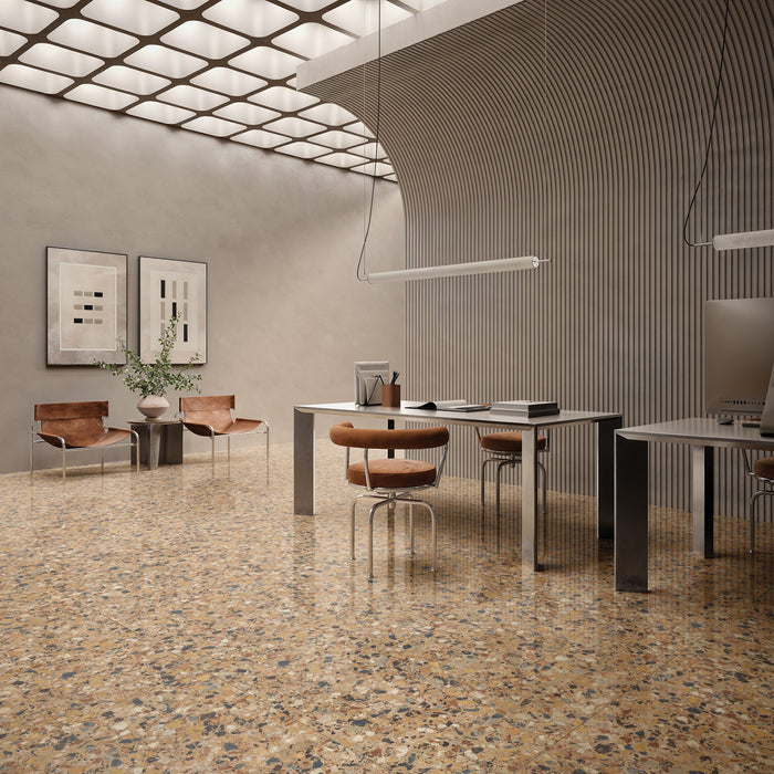 Vito Umbar Classical Terrazzo Style 4d Brushed Finish Tiles 60cm x 120cm