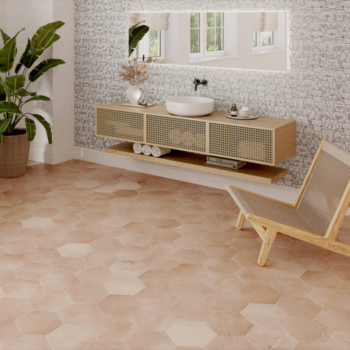 Odense Hexagon Terracotta | 22cm x 25cm | Wall and Floor Tiles