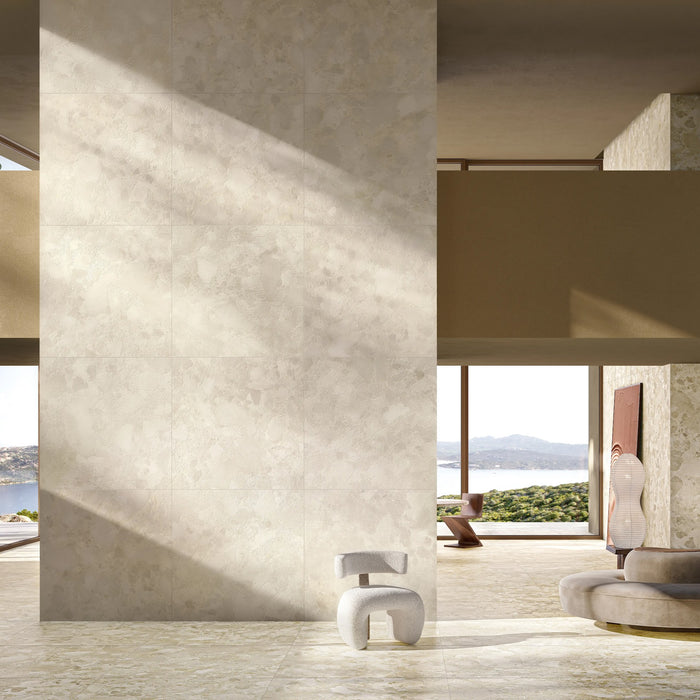 Essenza Crema Light 3D Terrazzo style Tiles 60cm x 60cm