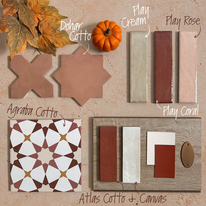 Dohar Cotto Star and Cross Moroccan Porcelain Wall & Floor Tiles