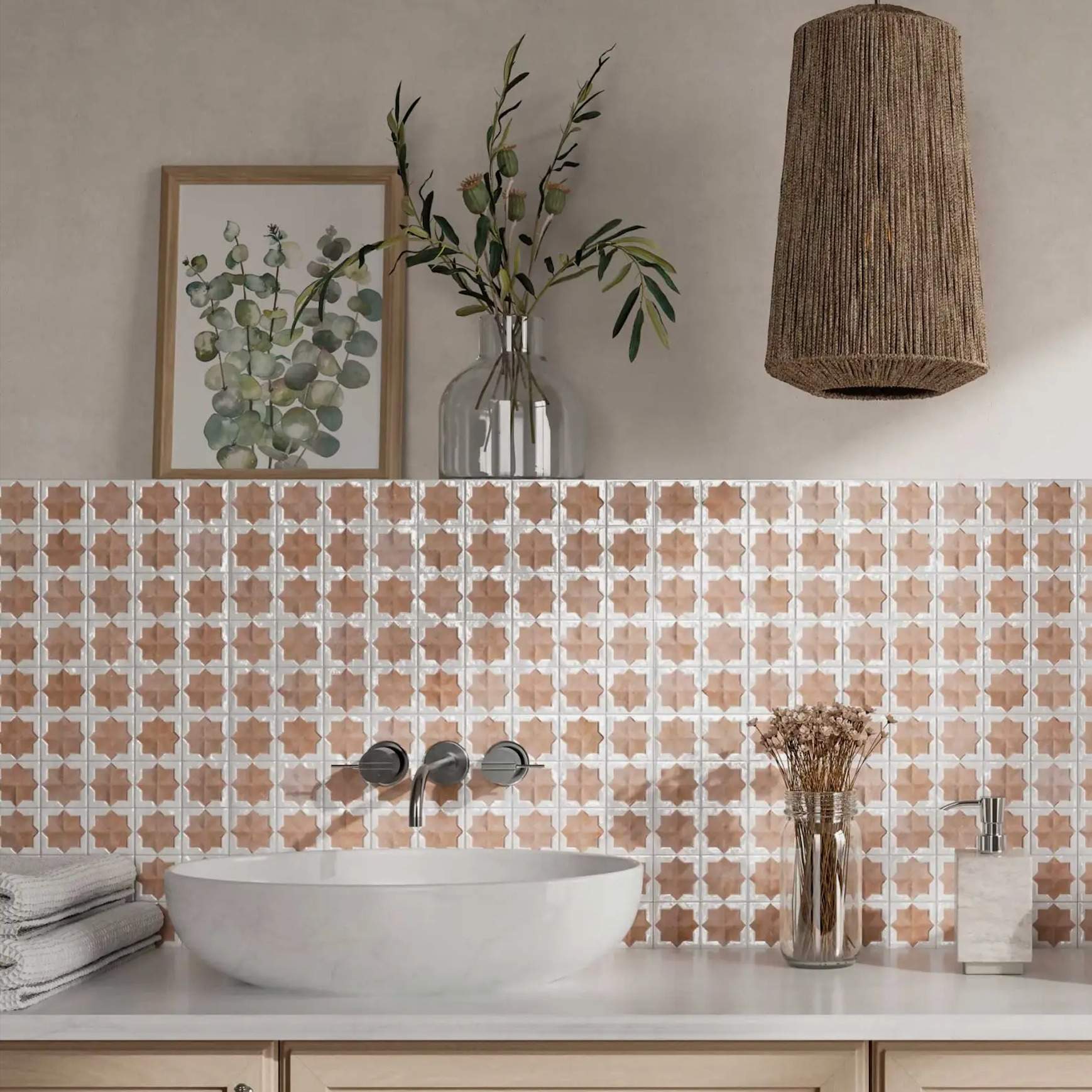 Zeina Moroccan Cotto White 31 x 56cm Wall Tiles Artisan Tile Company