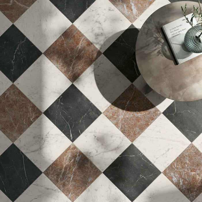 Haven Antique White Marble Style Chequerboard Tiles | 30cm x 30cm