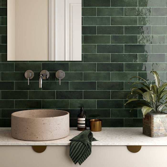 Zellij Gloss Green Brick | Moroccan Style | 6.5cm x 20cm