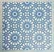 Arrangement of Fizaan Azure Blue 20x20cm Moroccan-style porcelain tiles, showcasing a repeating geometric pattern in vibrant blue and white tones.
