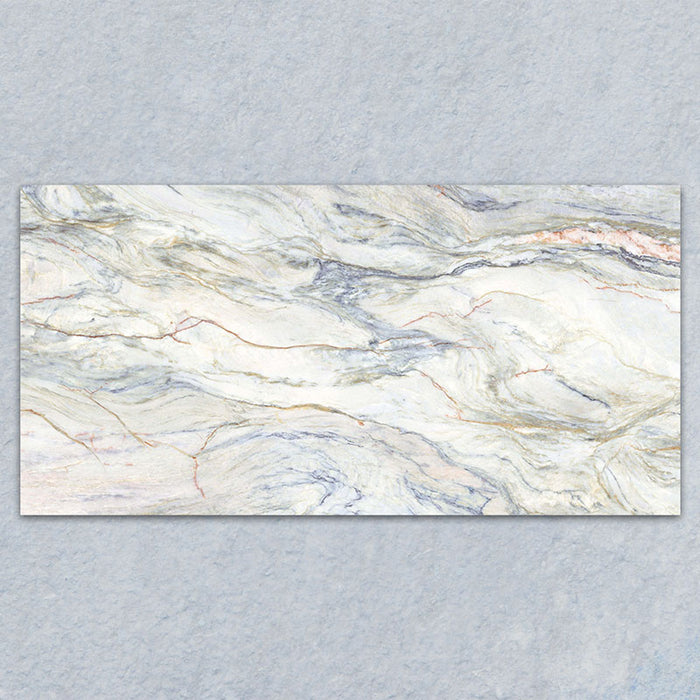 Bassano Quartz Lux 3D 60 × 120cm marble-effect wall and floor tile featuring flowing white, grey, and subtle gold veining with a luxurious contemporary polished finish.