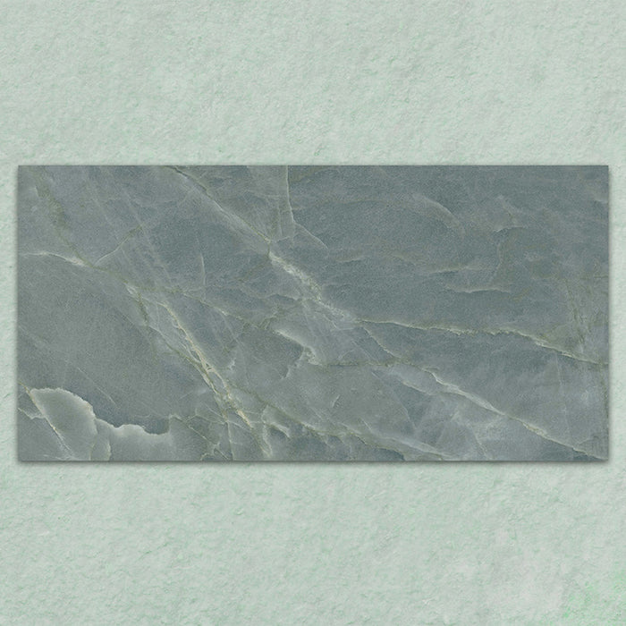Bassano Sea Green Natural Matt 60 × 120cm marble-effect wall and floor tile featuring soft sea green tones, subtle natural veining, and a contemporary matt stone-inspired finish.