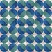 Large group image showing multiple Geometry Ocean 20x20cm geometric patterned tiles arranged in a repeating layout, featuring blue and green semicircles with sand and white corner details.