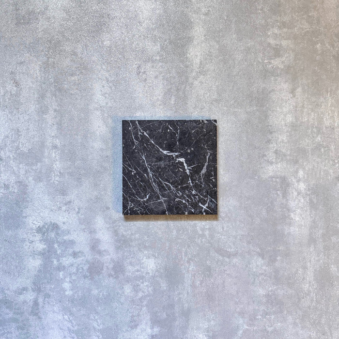 FULL TILE SAMPLE Fitzrovia Honed Black Marble Tile | 15cm x 15cm