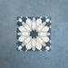 Soukaina Blue D 20cm x 20cm Moroccan-style patterned porcelain tile, featuring a bold central star motif in deep blue, white and soft neutral tones with a matt finish.